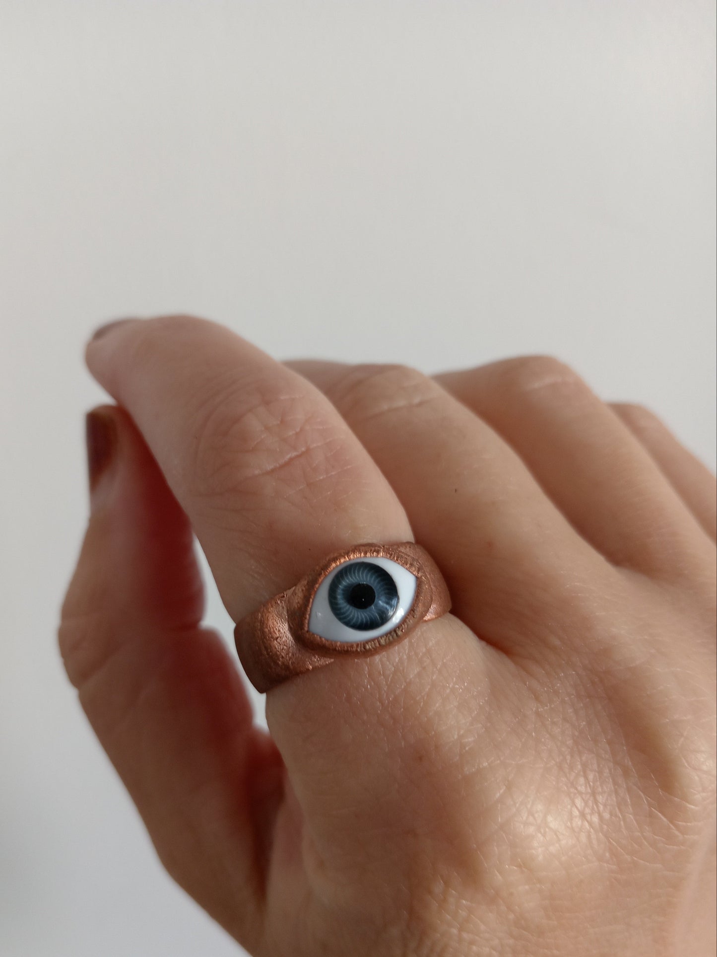 Blue Dolls Eye Copper RIng