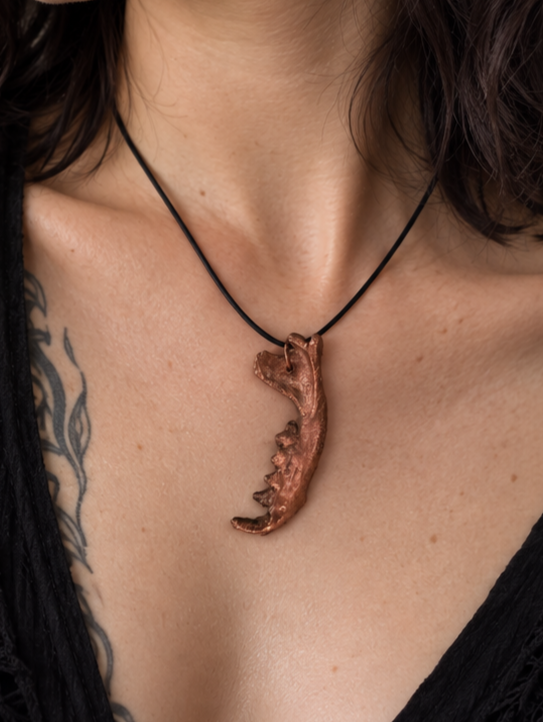 Copper Electroformed Mongoose Mandible Pendant