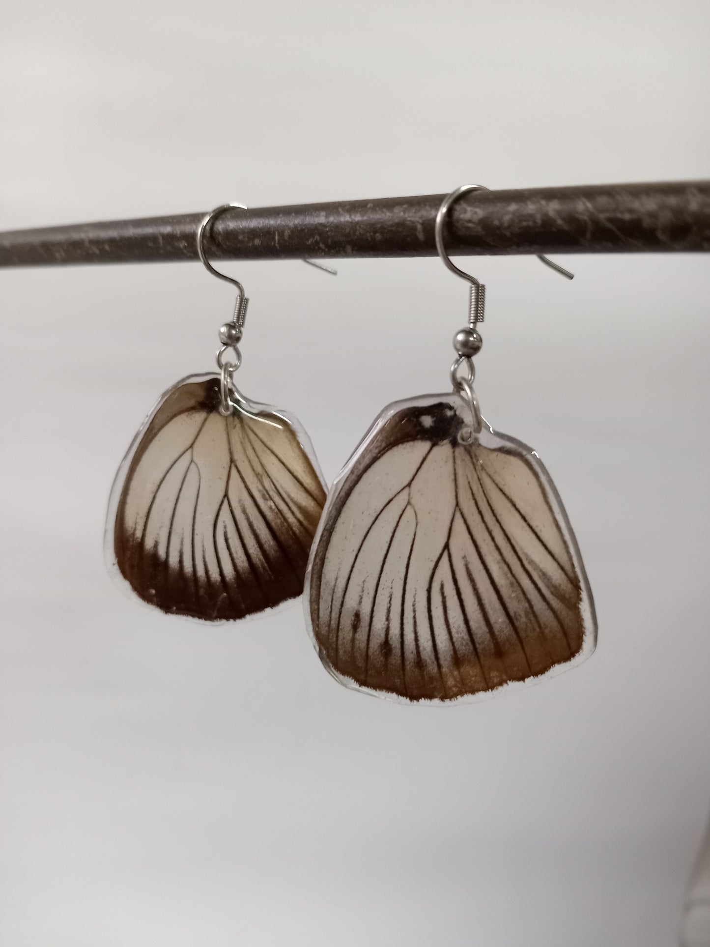 Black and white butterfly wing earrings