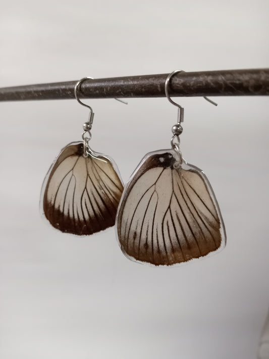 Black and white butterfly wing earrings