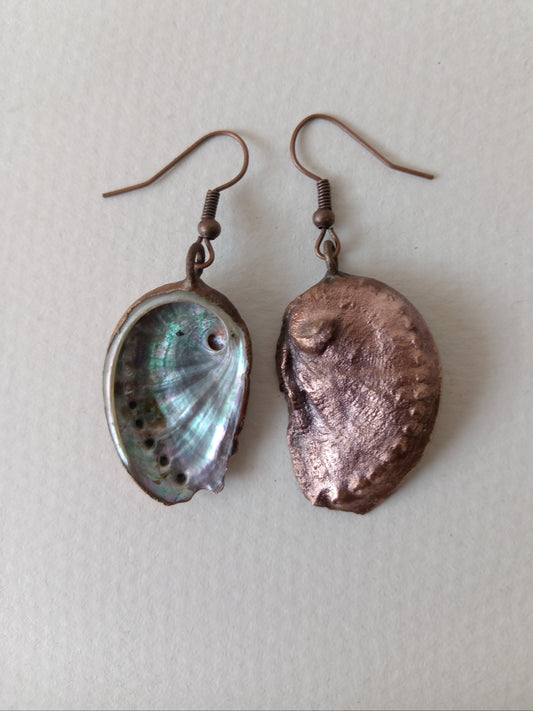 Pearlescent Abalone and Copper Earrings