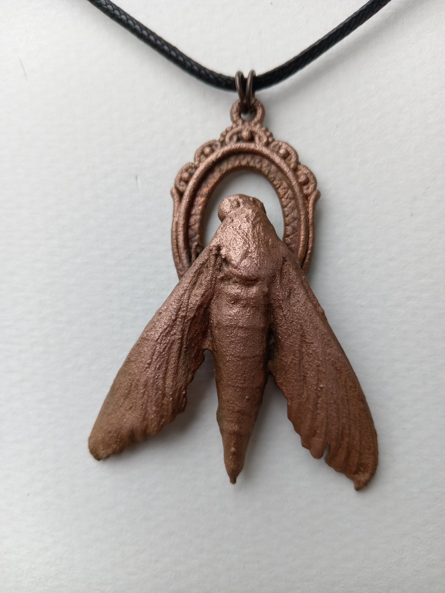 Electroformed copper moth pendant, ethically sourced found specimen, handmade jewellery, South Africa — Obscure Art