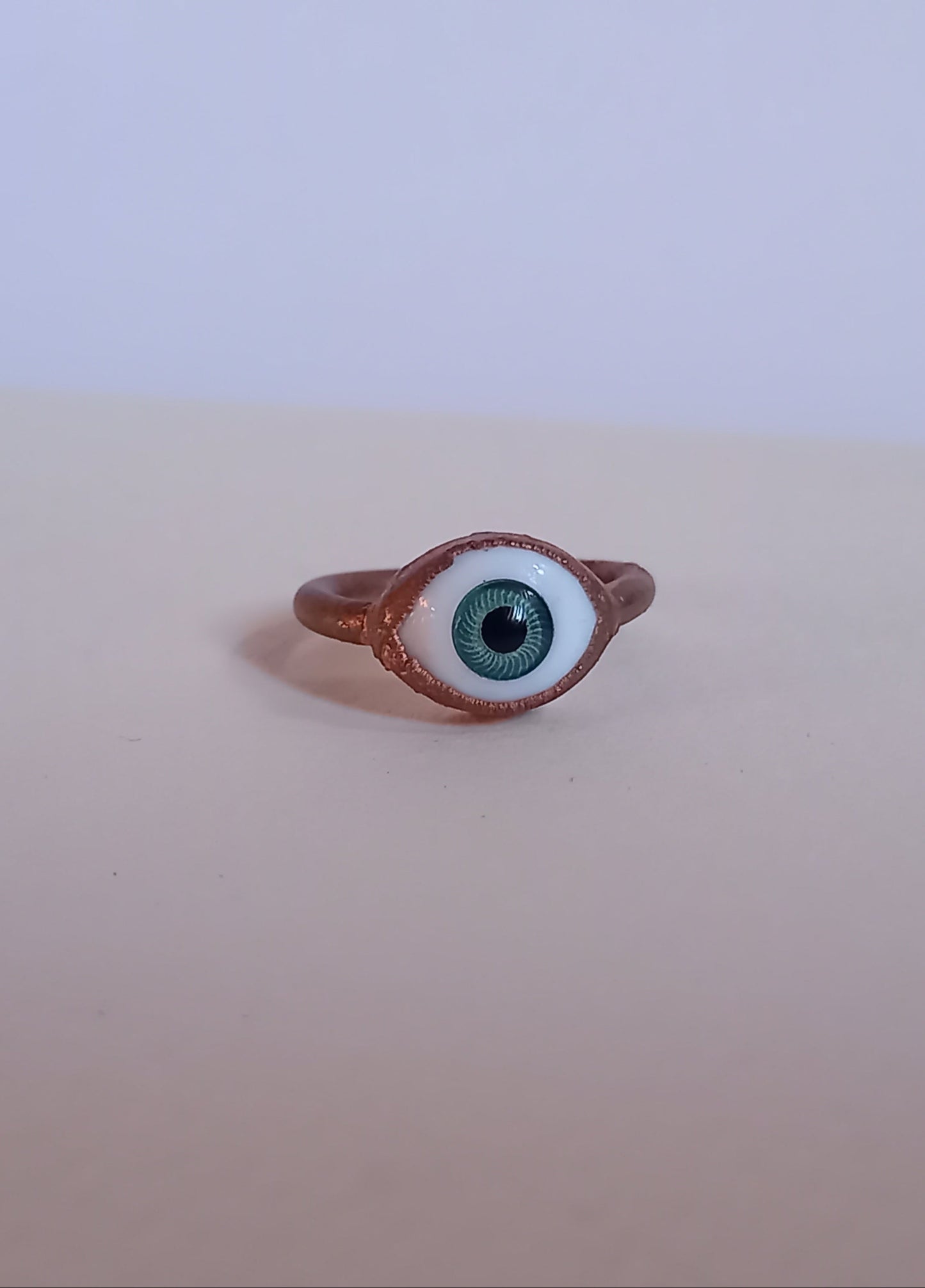 Blue Dolls Eye Copper Ring