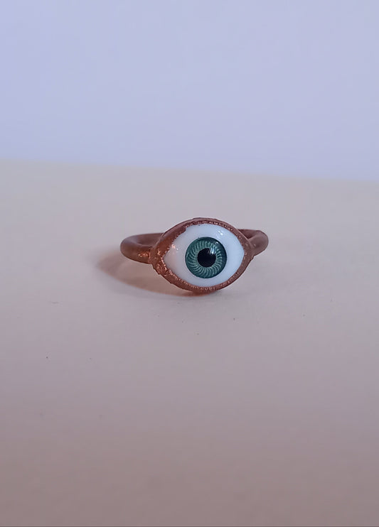 Blue Dolls Eye Copper Ring