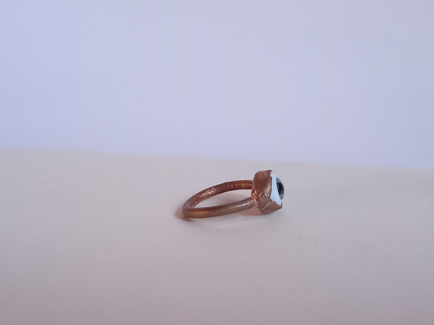Blue Dolls Eye Copper Ring