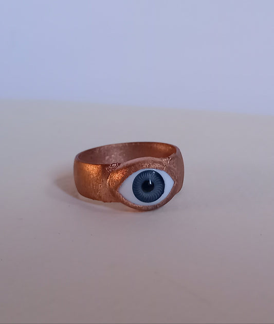 Blue Dolls Eye Copper RIng