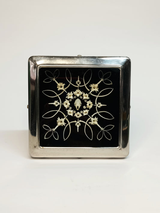 Bat Skull & Snake Bone Mandala in Vintage Clock