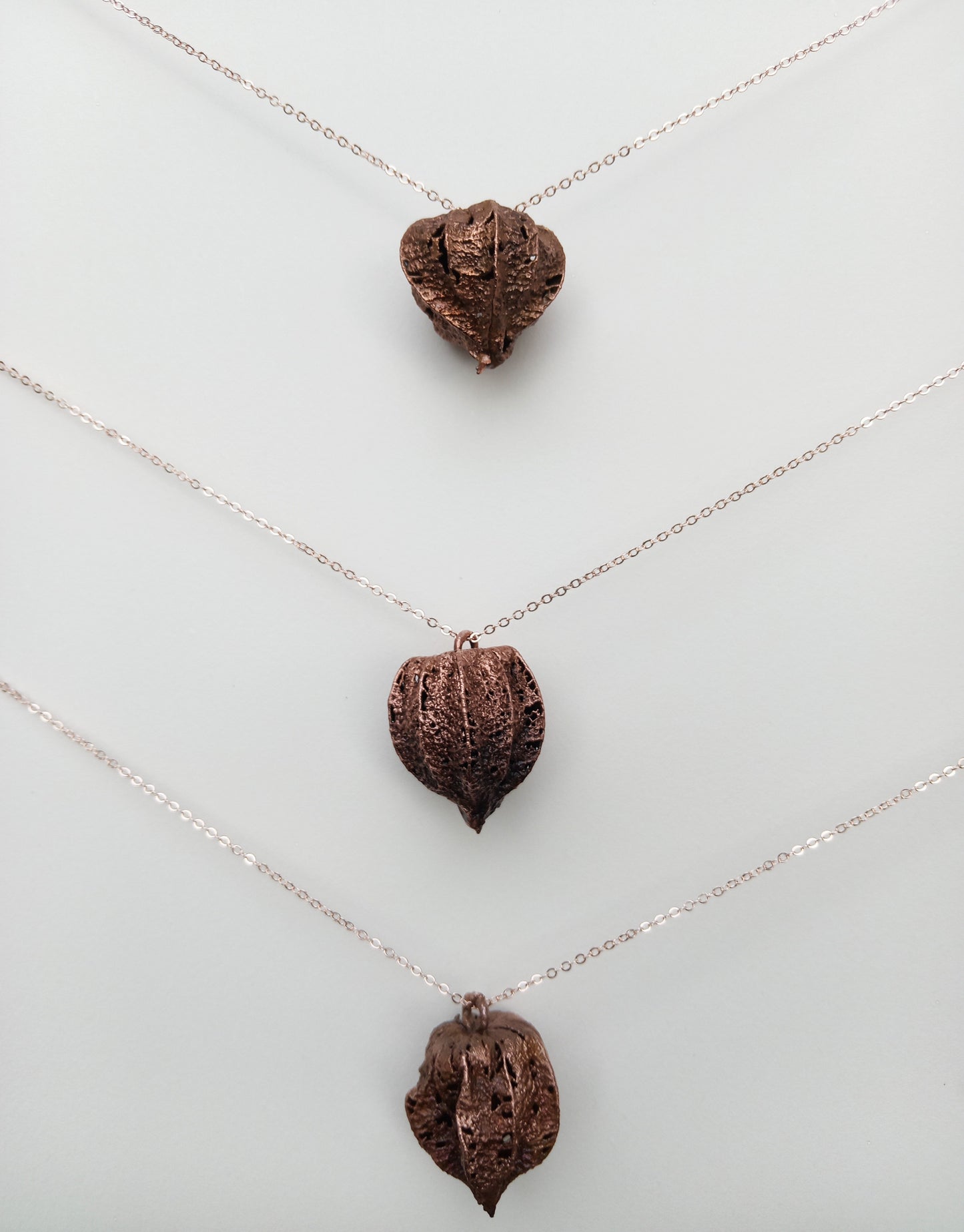 Copper Electroformed Gooseberry Husk Necklace