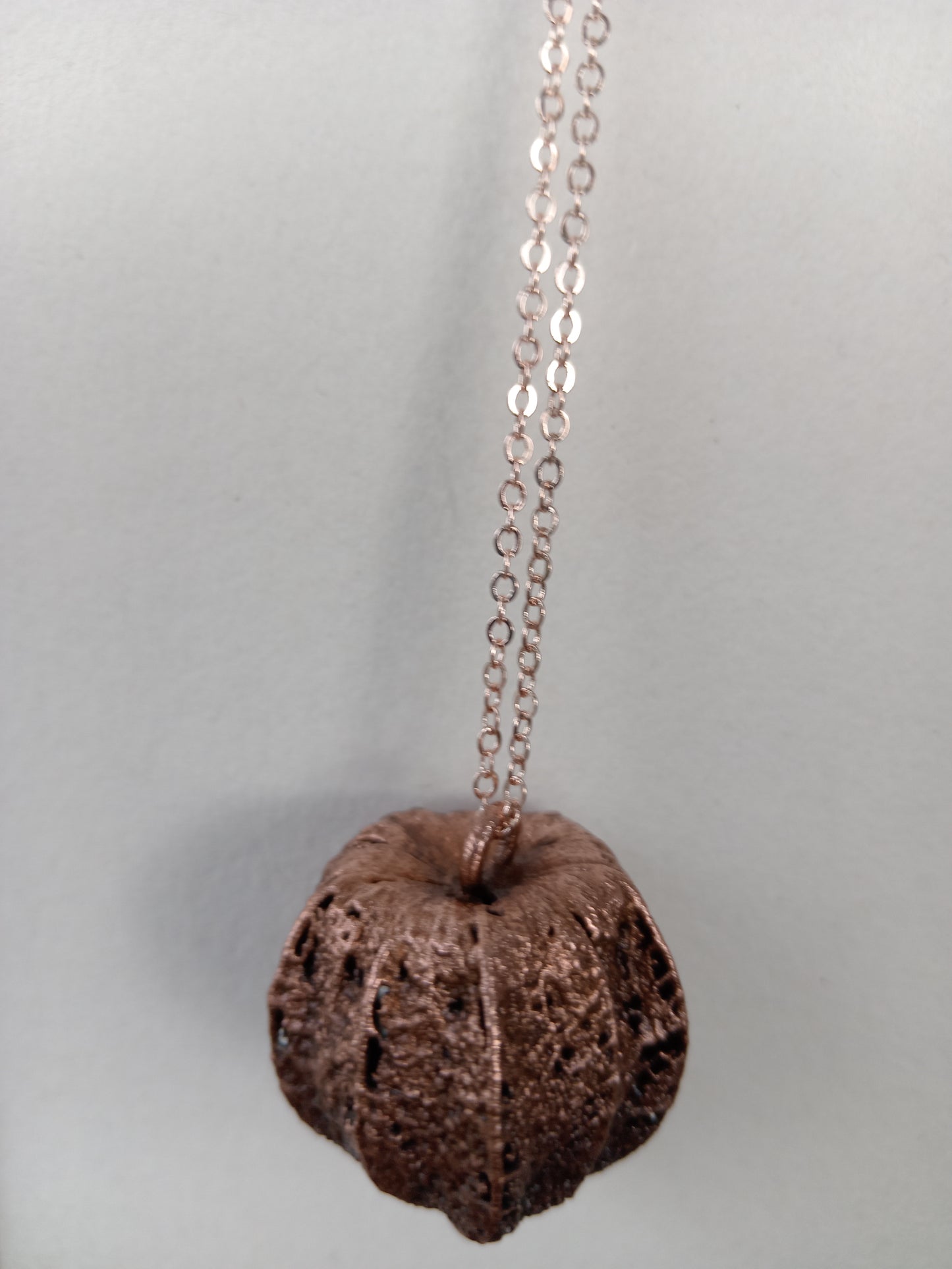 Electroformed Gooseberry Husk Copper Pendant