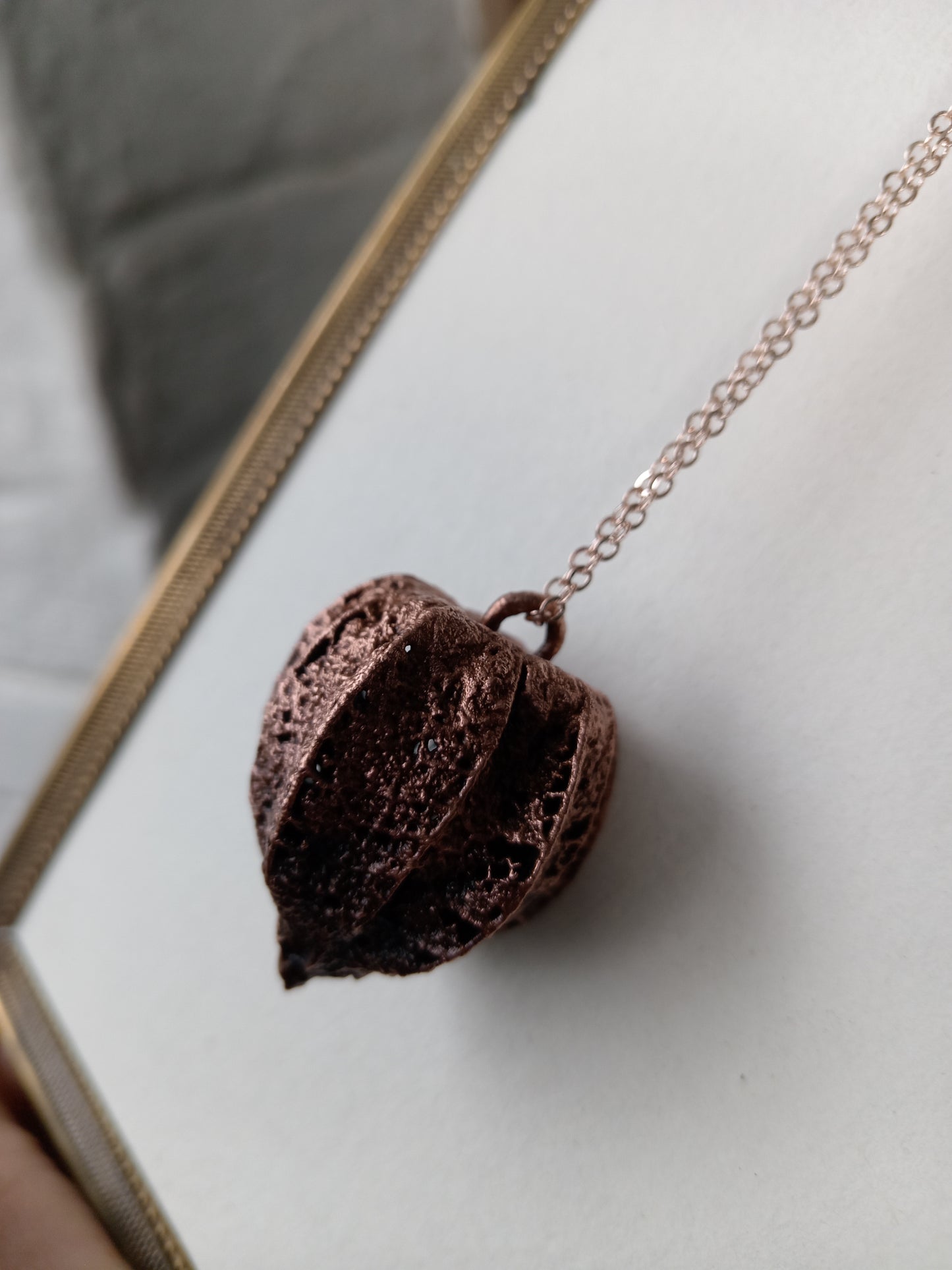 Electroformed Gooseberry Husk Copper Pendant
