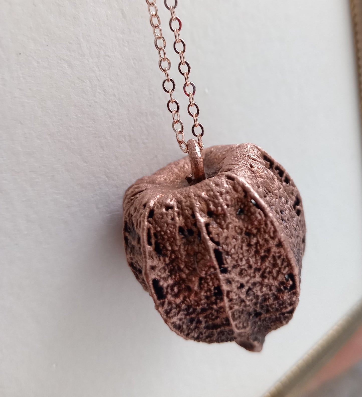 Electroformed Gooseberry Husk Copper Pendant