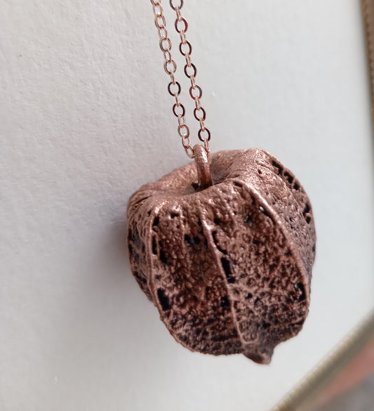 Electroformed Gooseberry Husk Copper Pendant