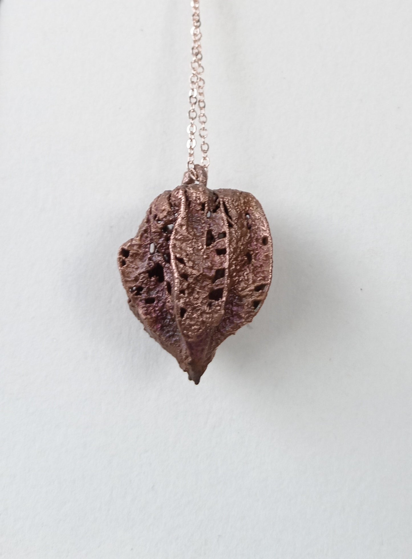 Copper Electroformed Gooseberry Husk Necklace