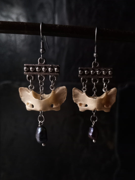 Mongoose Atlas Bone Earrings with Freshwater Pearls