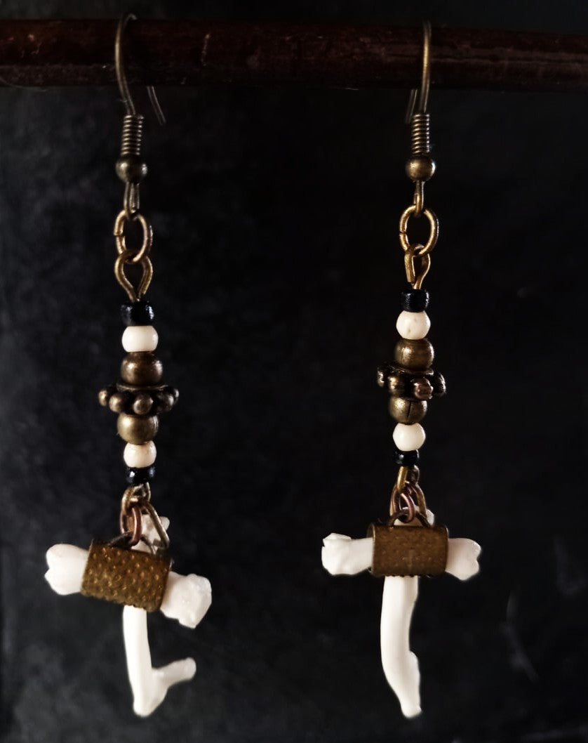 Bone Cross Earrings